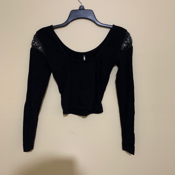 Urban Outfitters Sparkle & Fade Black Crop Top - Picture 4 of 4